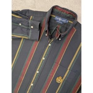 Ralph Lauren Mens XL Striped Crest Logo Button Down Shirt Long Sleeve